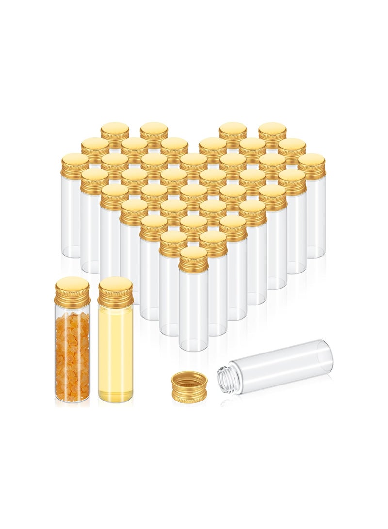 100 Pcs Vials Clear Mini Glass Bottles, Tiny Jars with Screw Aluminum Metal Cap, Empty Small Bottles with Lids, DIY Sample Containers for Powder Cream Cosmetic Jewelry Wedding (Gold Caps, 20 ml)