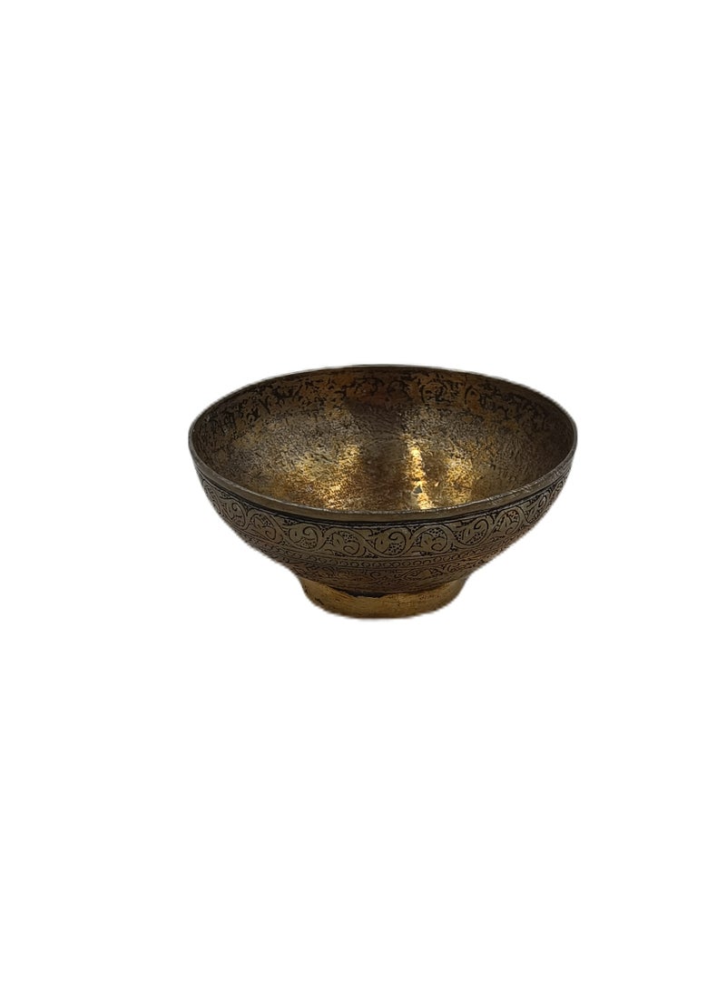ARABIC TRADITIONAL BRASS BOWL CARVING WORK 14 X 6 CM