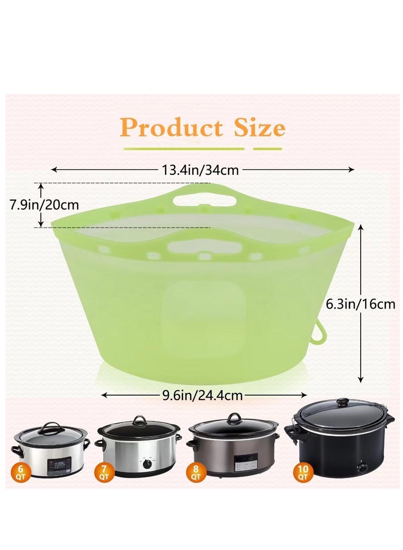 2 Pcs Silicone Slow Cooker Liners, for Crockpot Liners, Reusable Crock pot Divider Insert, with Buttons and Hooks, Leakproof & Easy Clean