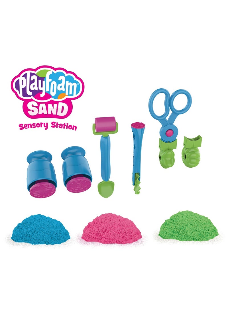 Playfoam Sand Sensory Set, Play Sand Toy in 3 Colours and with 5 Instruments, Play Sand for Kneading, Mixing and Shaping, 3+