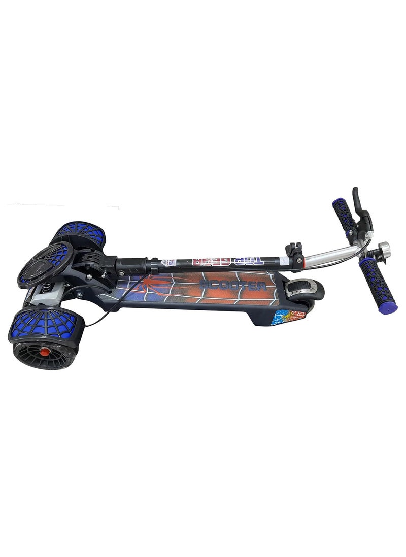 Top Gear Rideon TG 2020 Kids 3 Wheel  Smart Kick Scooter with Foldable & Height Adjustable Handle - LED PU Wheels & Rear Brake - Blue