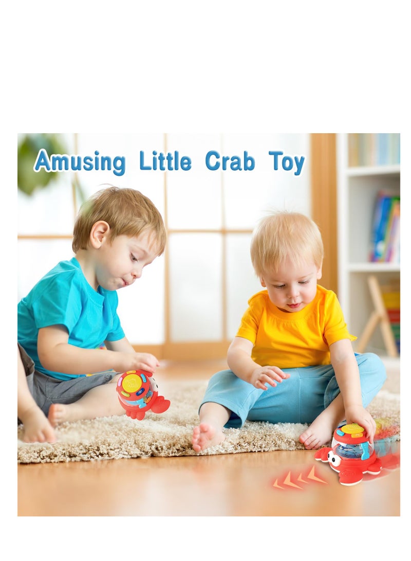Mini Crab Light Up Toys with Music, Baby Sensory Toys, Toddler Interactive Learning Development Toy, Early Learning Baby Musical Toys for 3 Year Old Girls Boys Birthday Gifts