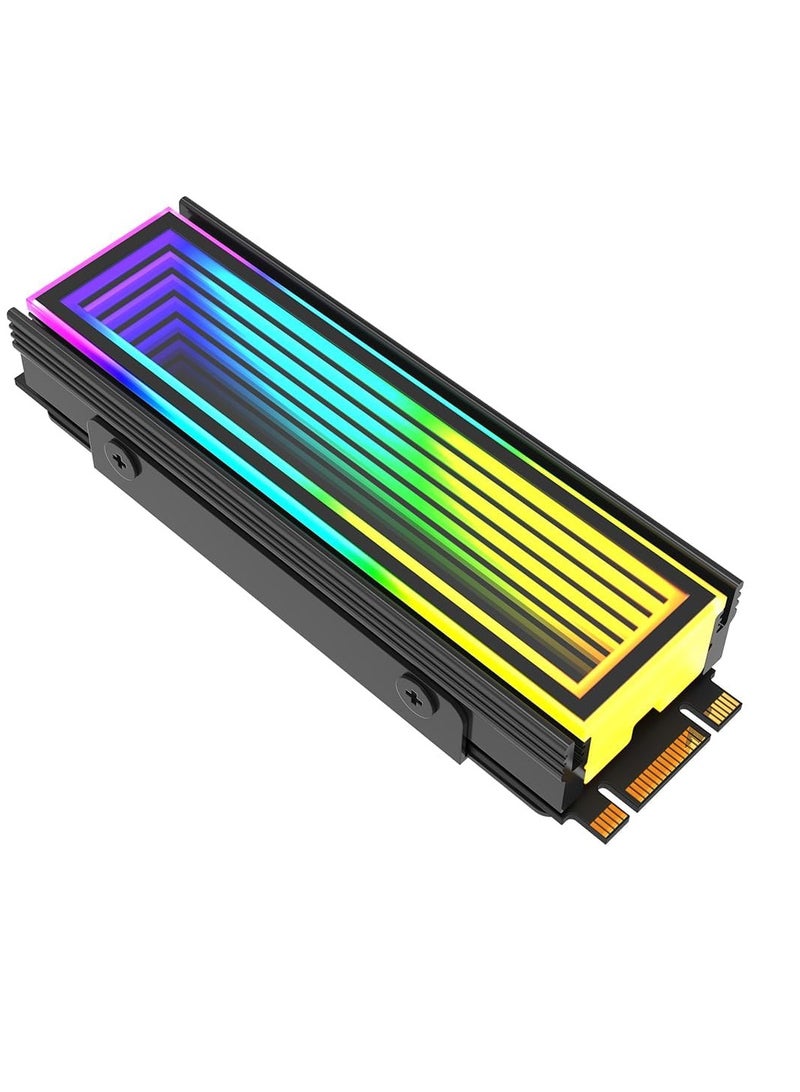 ARGB M.2 Heatsink SSD Heat Sink with Thermal Pads, Aluminum 2280 M2 5V 3Pin Addressable RGB Sync NVME Heatsink for M.2 2280 Nvme SSD