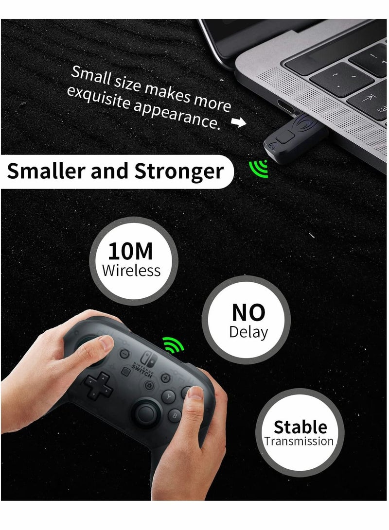 Bluetooth Controller Adapter, for PS4/ PS5/ Switch Pro Controller, Wireless Controller Adapter, Compatible with Windows PC/ Android TV Box/ Steam