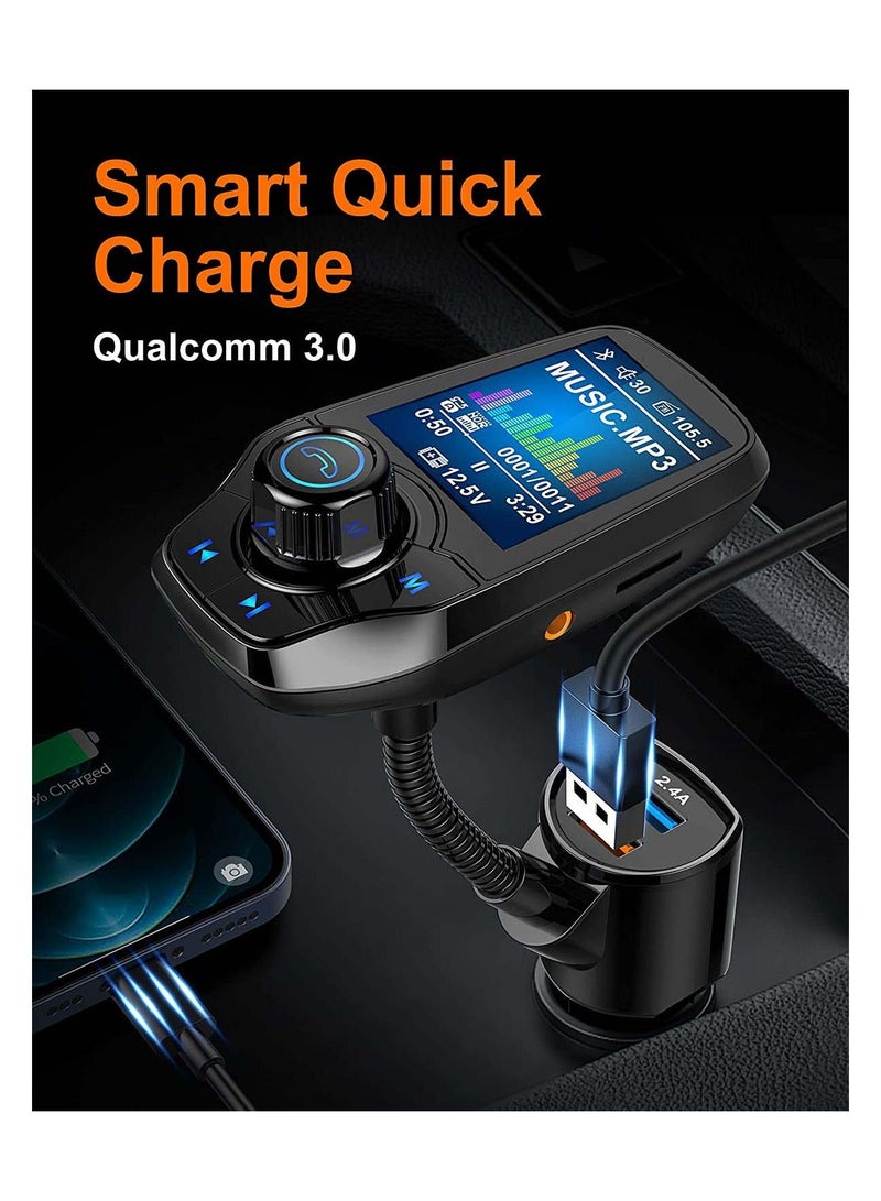 Bluetooth FM Transmitter in-Car Wireless Radio Adapter Kit W 1.8