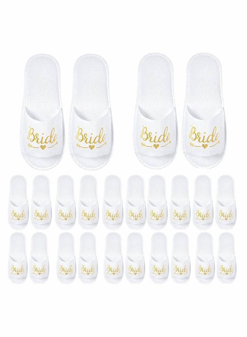 12 Pairs Bride Slippers Disposable Open Toe Spa Slipper for The Bride Hen Do Accessories for Bridal Shower Hen Party