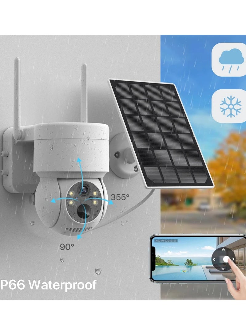 Solar Security Cameras, Wireless Outdoor Ultra HD 2K 4MP Human AI Detection Dual 360° View Camera Outside 2.4 GHz WiFi Home Security with Spotlight Color Night Vision, with 3.7W Solar Panel