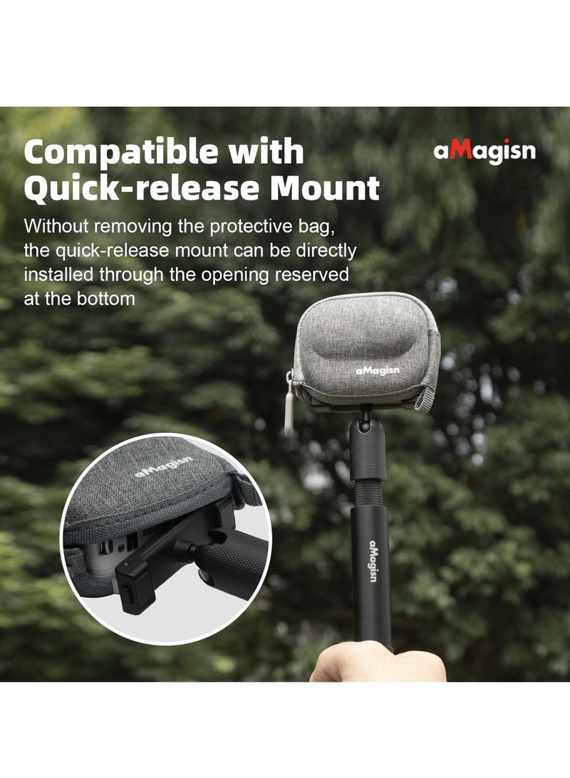 Mini Storage Bag for Insta360 GO 3 Action Camera, Original Quick Release Base No Need to Remove, Hard Carrying Case for Insta360 GO3 with Tripod,