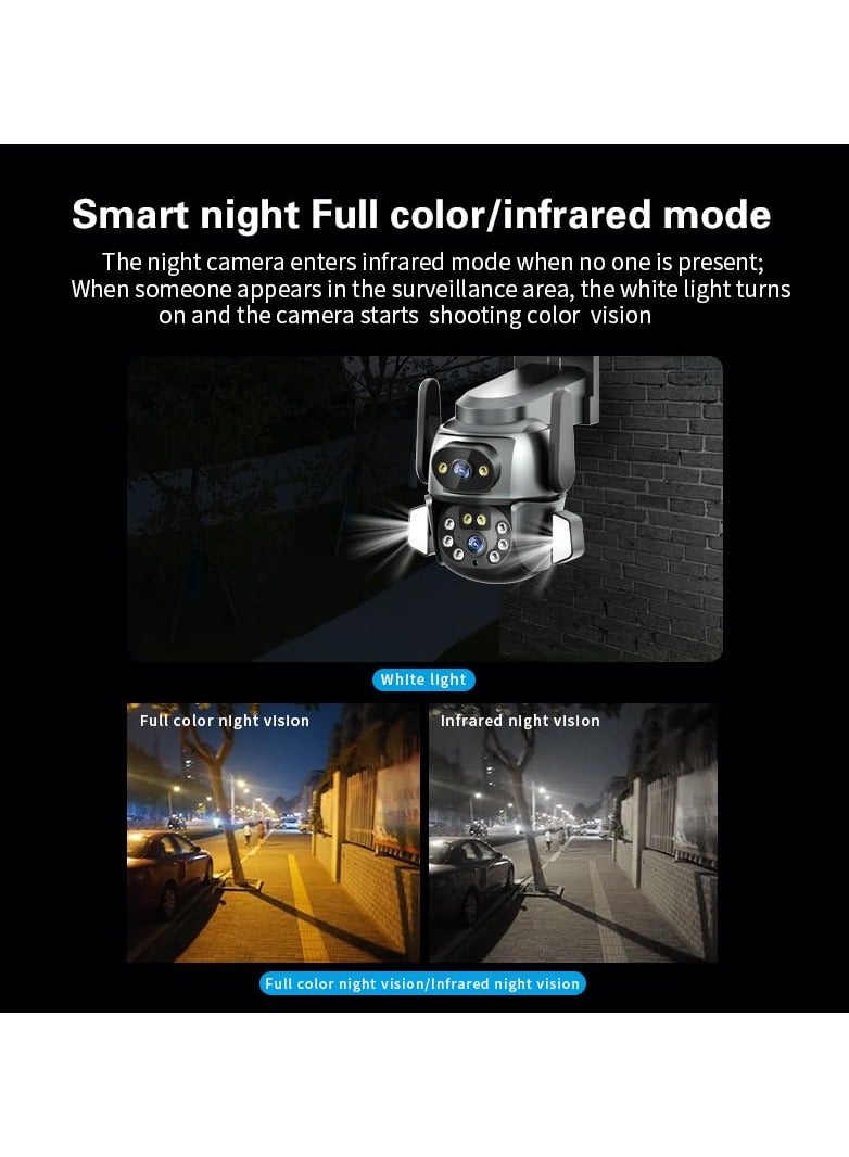 WiFi Security Camera for Home,  1080P*2/4MP HD Dome Camera 360 View Security Dual-Lens Camera Motion Detection Camera Spotlight Night Vision Waterproof Smart Home Camera with Color Night Vision