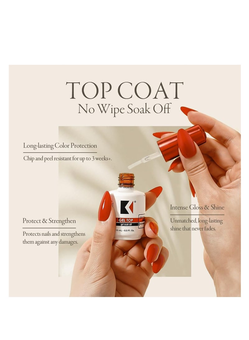 KUPA GelFinity - Soak Off Gel - Top Coat Glossy Finish (No-Wipe) 0.5 Fl Oz