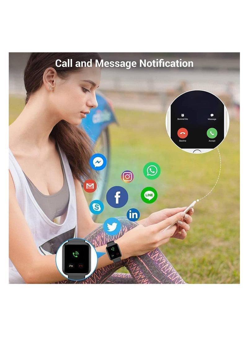 Smart Watch, Sport Waterproof Smartwatch, Fitness Tracker with Heart Rate Blood Pressure, Sleep Monitor, Sleep Monitor,Message Call Reminder Smart Watch, Compatible for iOS/Android