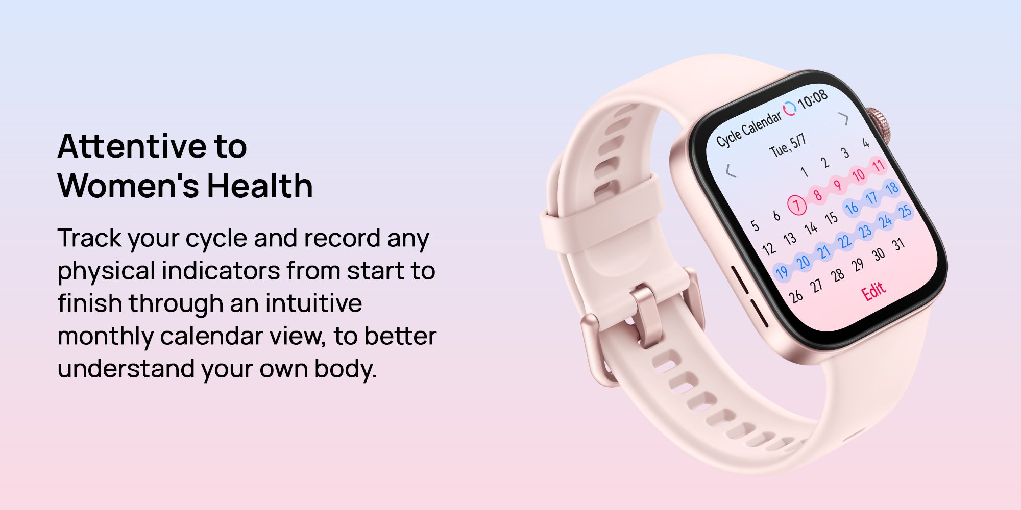Watch Fit 3 Smartwatch, 1.82 Inch AMOLED Display, Ultra Slim Design, Scientific Workout Coach, Upgraded Health Management, Compatible With iOS And Android, Strap Pink