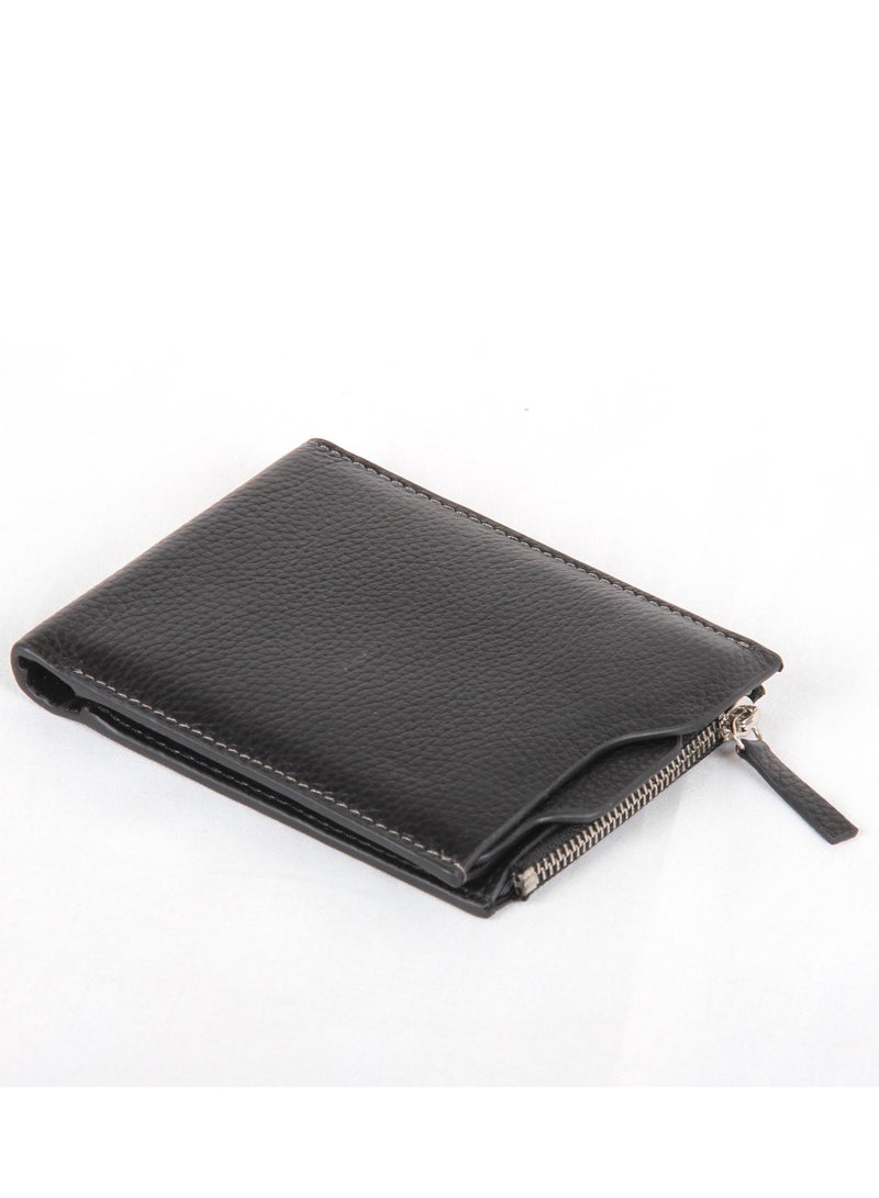 Slim Wallet for Men Genuine Leather Protected Purse Black