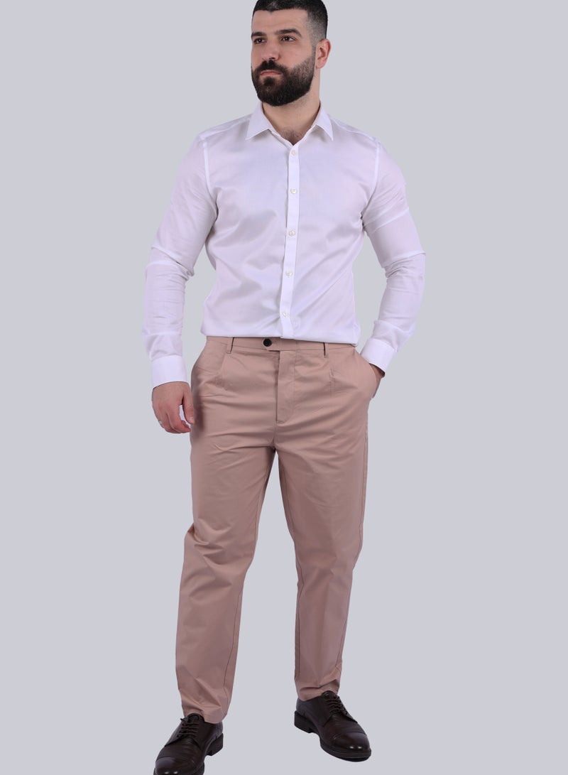 Men's Casual Stretch Flat Front Pant in Dirty Pink