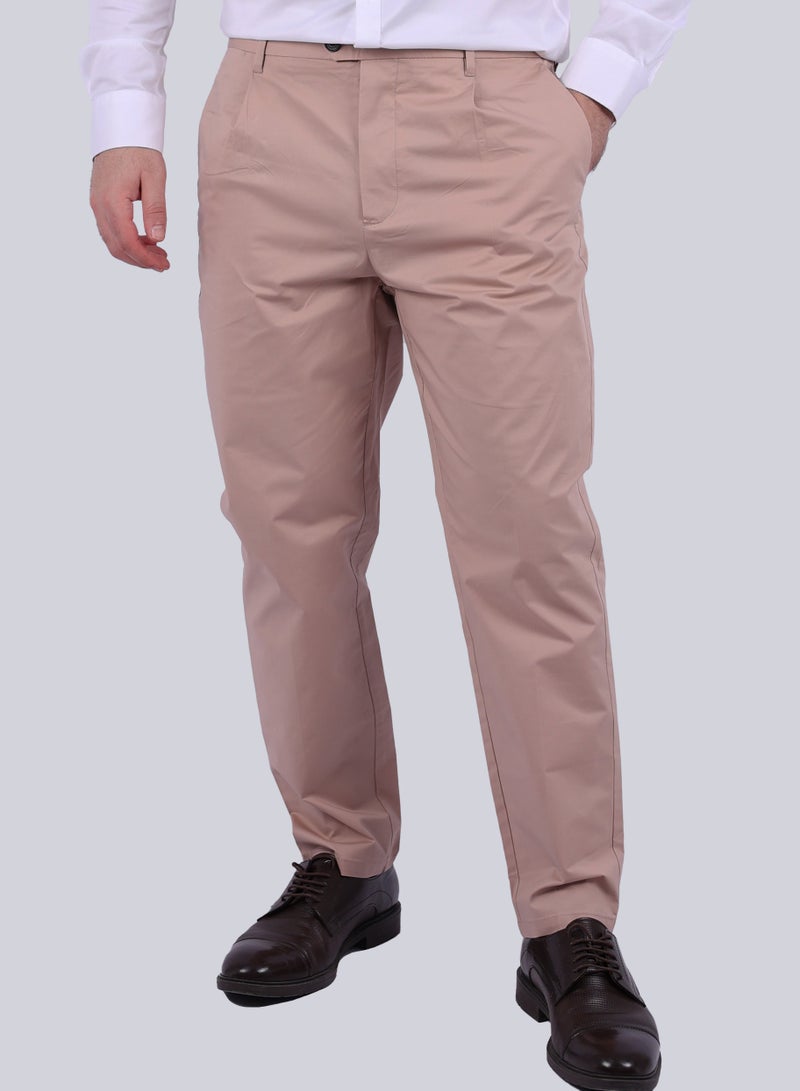 Men's Casual Stretch Flat Front Pant in Dirty Pink