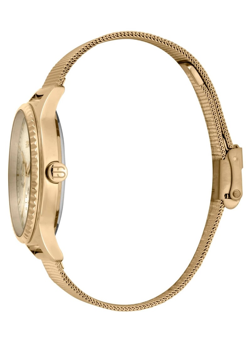 Esprit Stainless Steel Multi Function Women's Watch With Stainless Steel Gold Band ES1L220M0025
