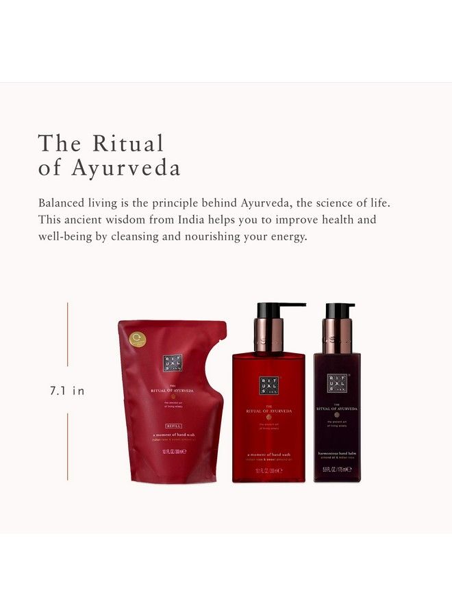 Ayurveda Softening & Moisturizing Hand Care Set Hand Lotion Hand Wash & Hand Wash Refill Indian Rose & Sweet Almond Oil