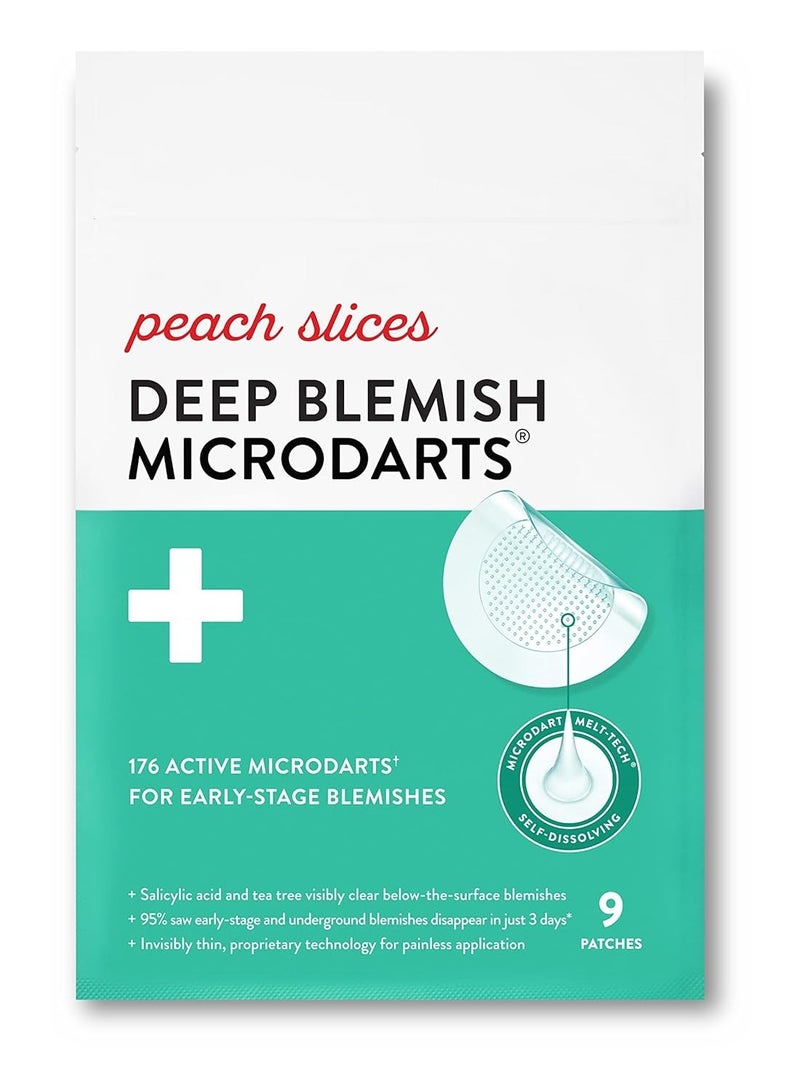 Peach Slices | Deep Blemish Microdarts | Acne Patch | Early Stage & Deep Pimples | Fast-Acting | Salicylic Acid | Tea Tree Oil | Niacinamide | Cica | Hyaluronic Acid | Spot Treatment | 9 Patches