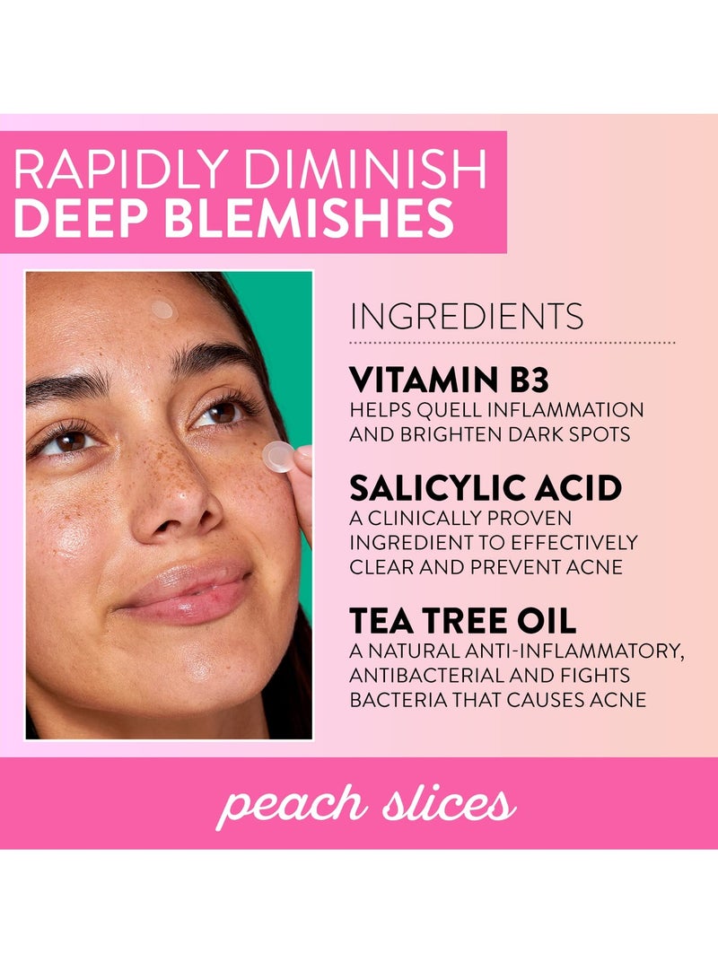 Peach Slices | Deep Blemish Microdarts | Acne Patch | Early Stage & Deep Pimples | Fast-Acting | Salicylic Acid | Tea Tree Oil | Niacinamide | Cica | Hyaluronic Acid | Spot Treatment | 9 Patches