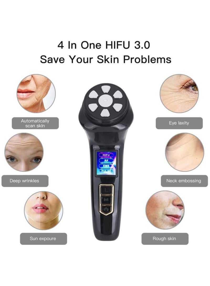 Upgrad HIFU Facial Machine, Wrinkles Remove 4 in 1 HIFU Face Massager, High Intensity Focused Ultrasonic Face Machine, RF EMS Skin Tightening Rejuvenation Antiaging HIFU Machine, for Eye Chin Neck