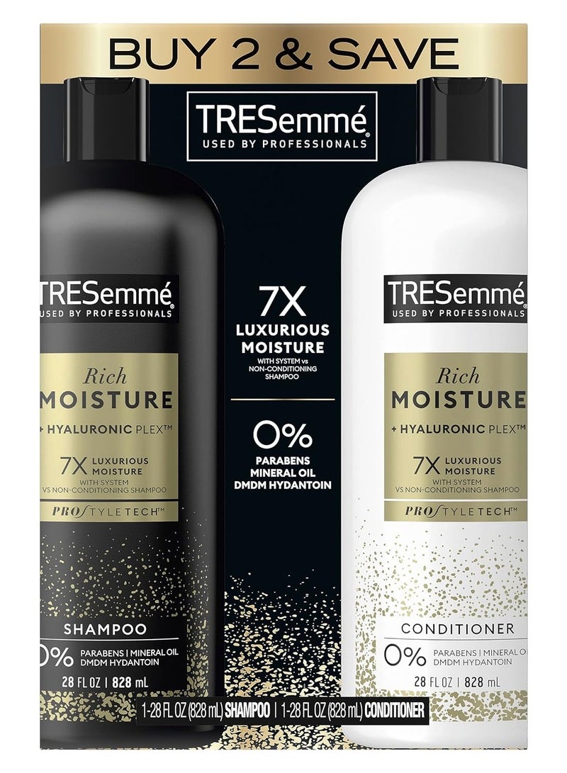 TRESemmé Rich Moisture Shampoo and Conditioner Rich Moisture Pack of 2 for Dry Hair Formulated With Vitamin E and Biotin 28 oz