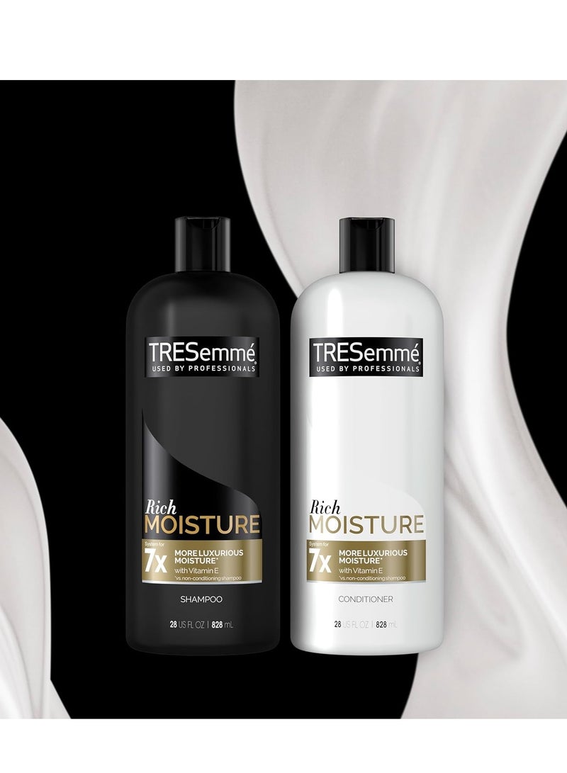 TRESemmé Rich Moisture Shampoo and Conditioner Rich Moisture Pack of 2 for Dry Hair Formulated With Vitamin E and Biotin 28 oz