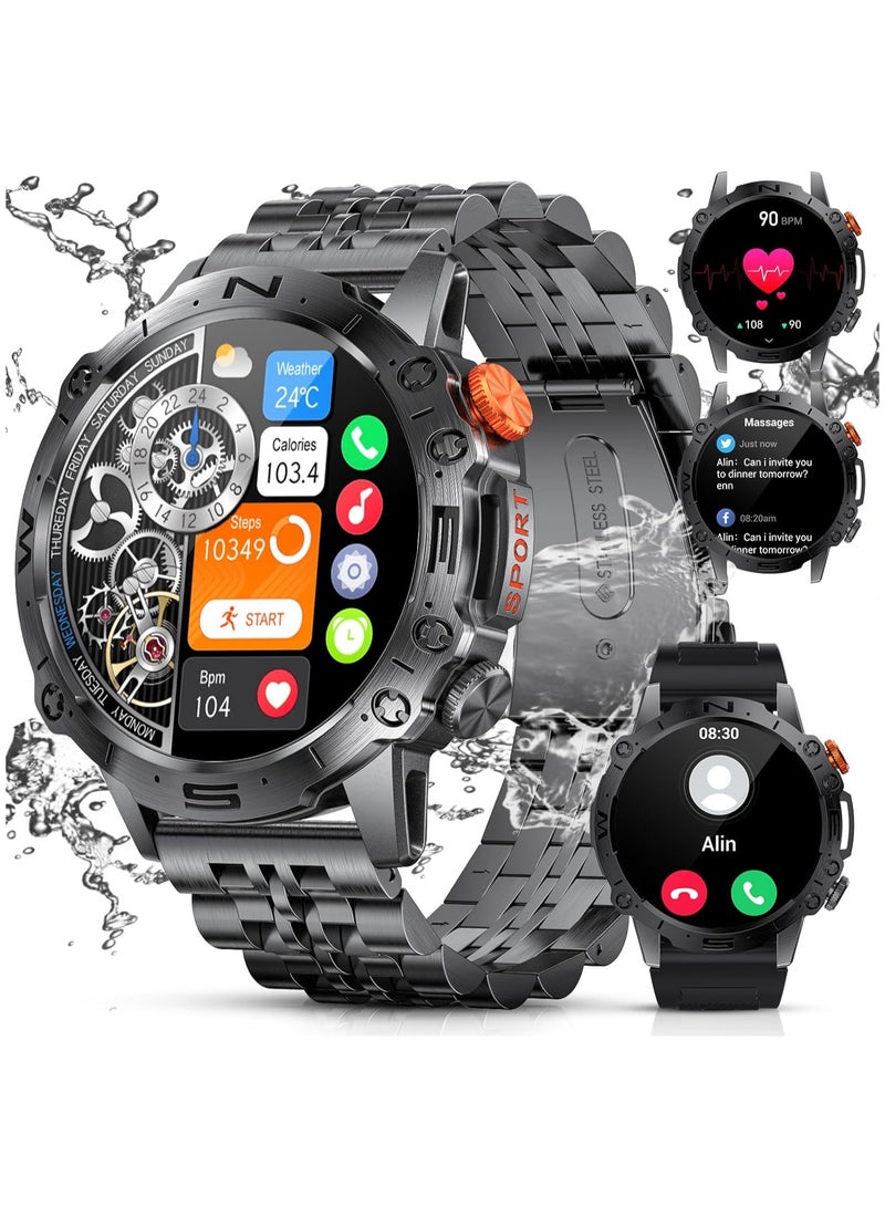 TDZDDYS Men's Smart Watch: Make Calls, IP68 Waterproof, 1.43-inch AMOLED Touchscreen, Always-On Display, Long Battery Life, Fitness Tracker, Android and iOS Compatible