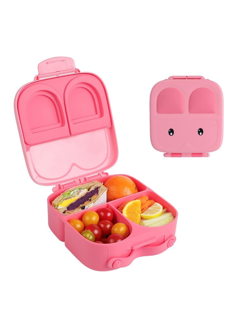 Lunch Box Bento style Bunny Shape Pink Color for Kids | 3/4 Convertible Compartments| BPA FREE|LEAK PROOF| Dishwasher Safe Pink