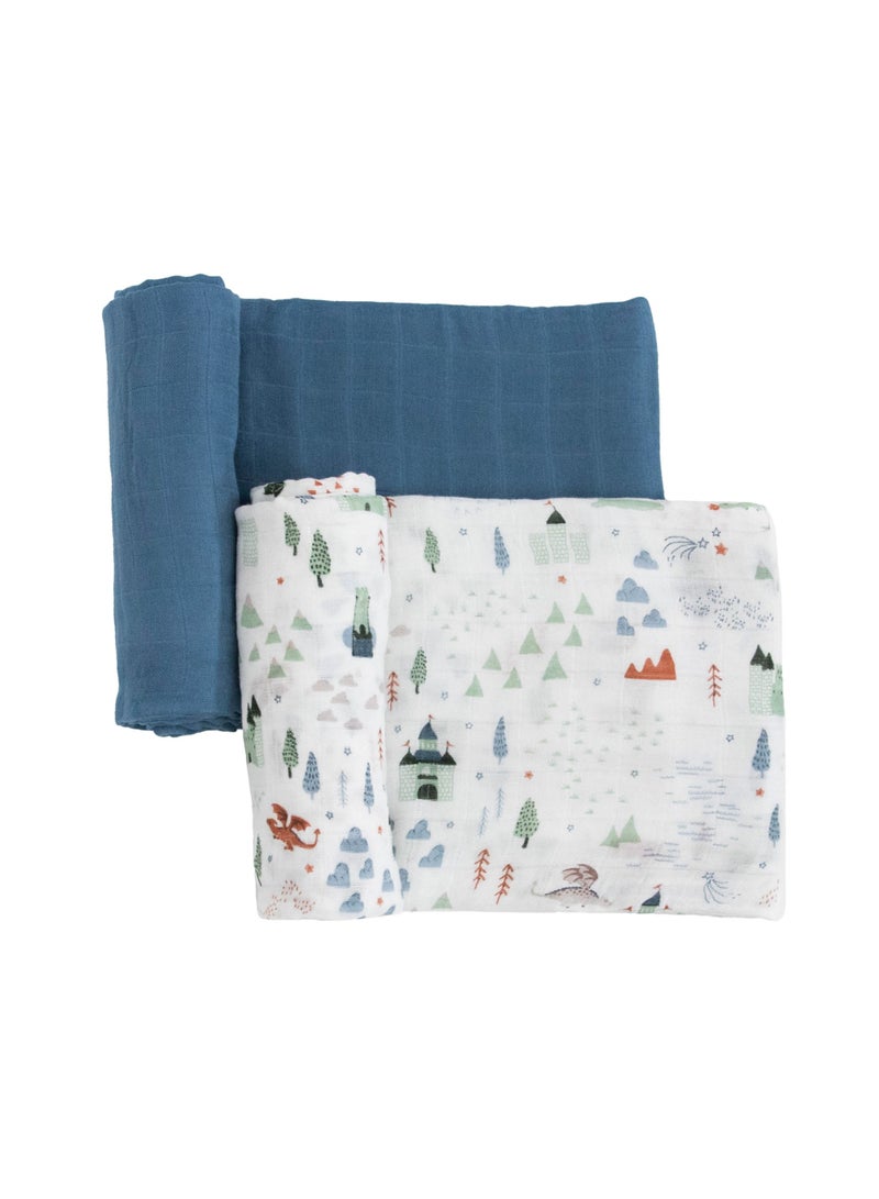 Deluxe Muslin Swaddle 2 Pack Set Dragon Days Set