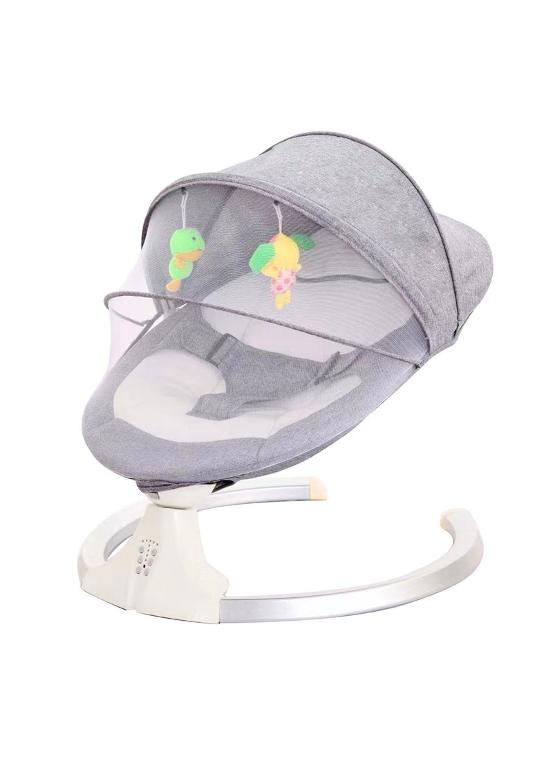 Lovely Baby Kids Rocker LB 88605 with Swing Function - Hanging Toys - Music - Canopy - & Remote - Safe Swing Seat for Newborns - Rocking Chair for Small Infant 6-18 months - Grey