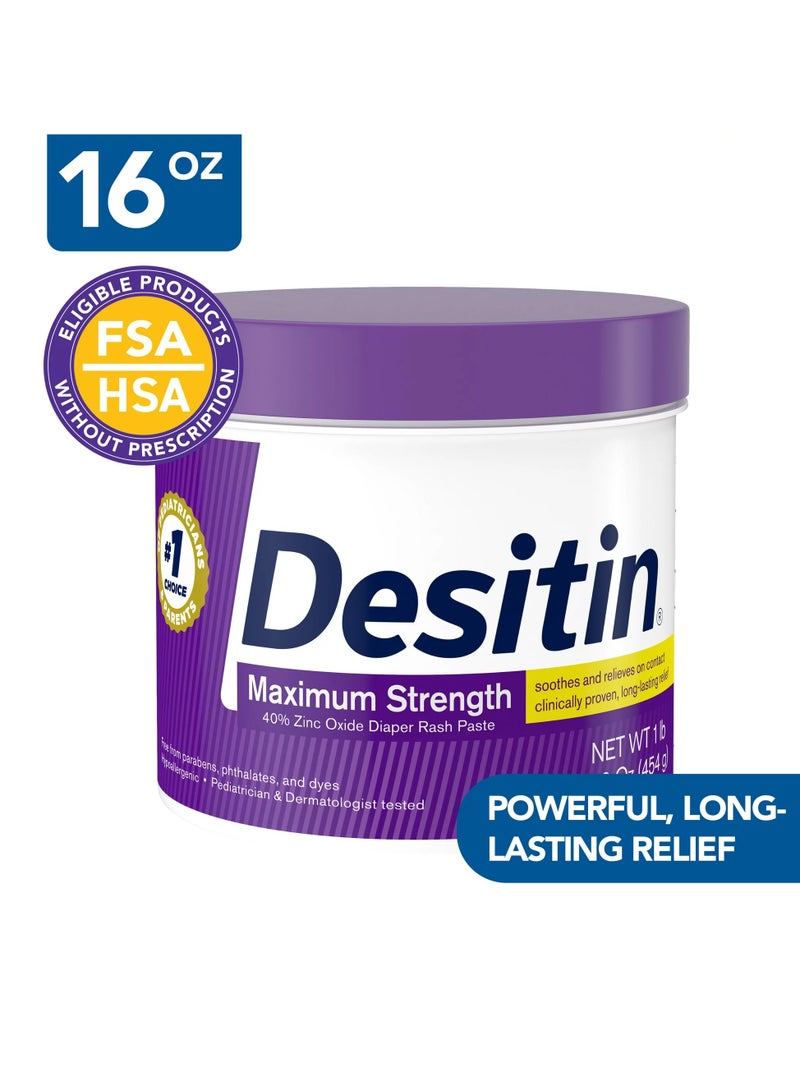 Desitin Maximum Strength Baby Diaper Rash Cream with Zinc Oxide 16 Oz