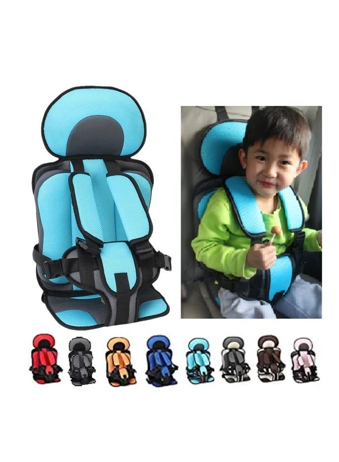 Auto Child Safety Seat Simple Car Portable Seat Belt, Car Seatbelt Protector for Kids 0-12, Foldable Car Seat Protection Travel Accessories, Sky Blue-small