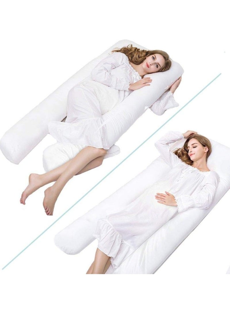 Premium U Shape Comfortable Pregnancy Pillow Polyester White 45x45centimeter