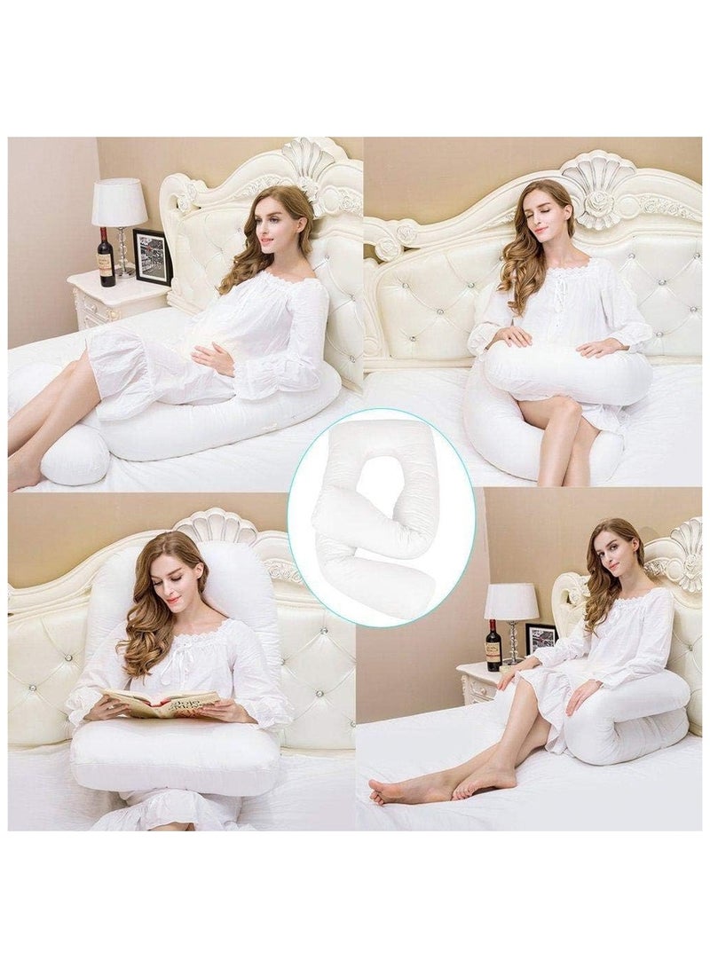 Premium U Shape Comfortable Pregnancy Pillow Polyester White 45x45centimeter