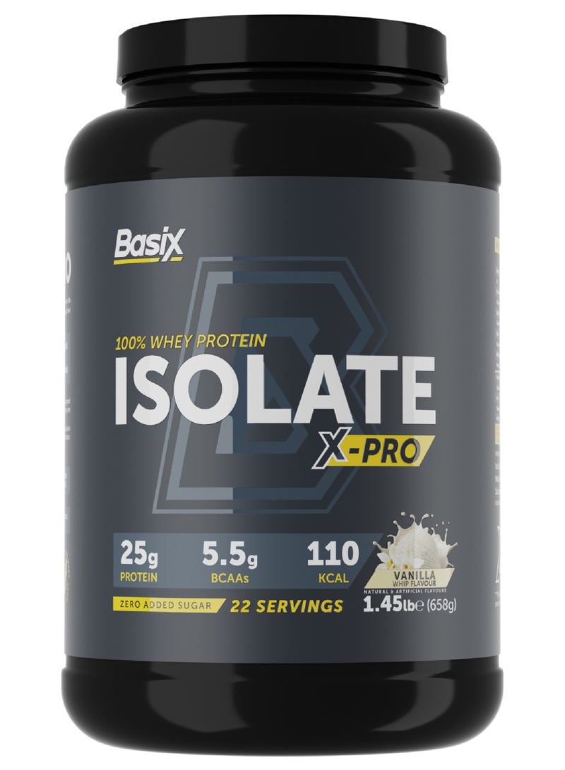 Basix 100% Whey Protein Isolate X-Pro 658g Vanilla Whip Flavor 22 serving