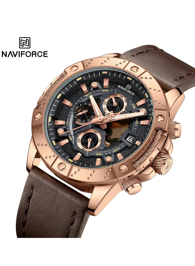 NEW NAVIFORCE 8055 CHRONOCREST Men’s Watch,  Business Style with Leather Straps, Best Gift 2024