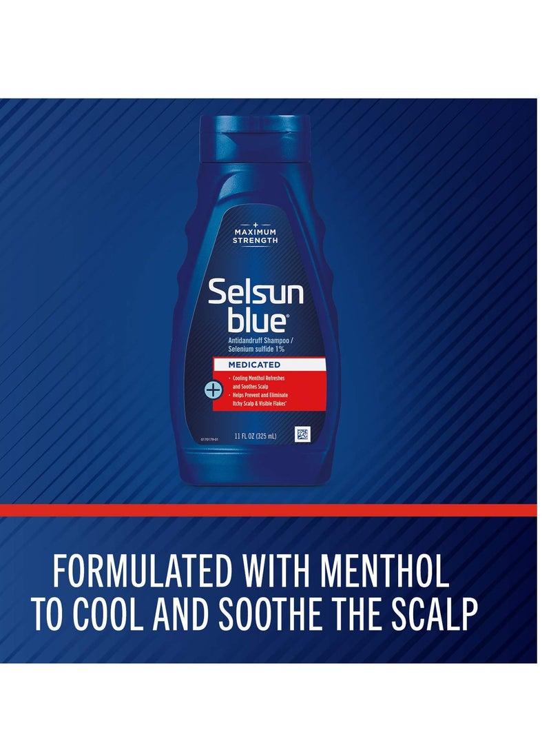 Selsun Blue Medicated Antidandruff Shampoo, Maximum Strength Scalp Treatment With Selenium Sulfide, 11 fl. oz.