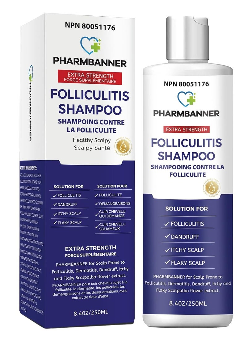 PHARMBANNER Anti-Dandruff and Antifungal Shampoo - Treats Folliculitis, Seborrheic Dermatitis, Psoriasis - Relieves Itchy, Dry Scalp