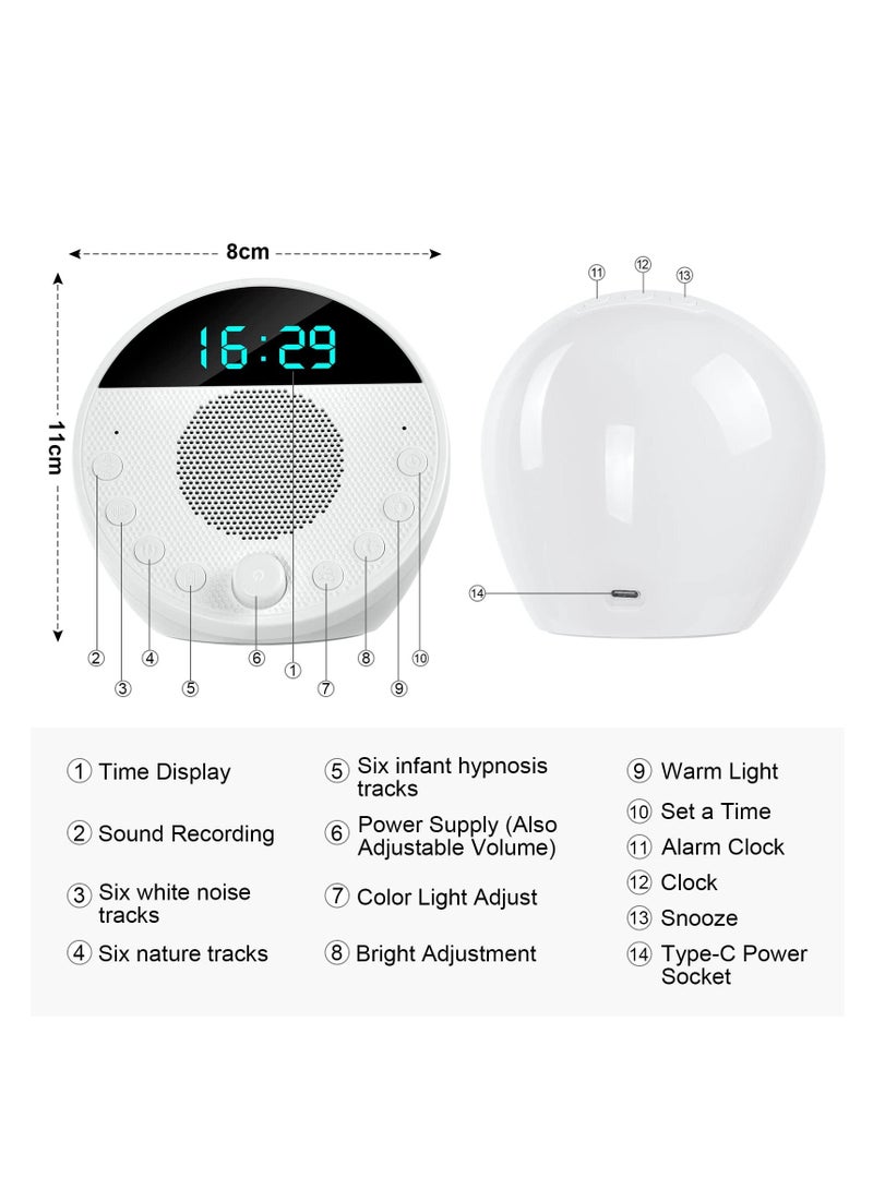 Sleep Sound White Noise Machine, Portable Sound Machine, Natural Sleep Aid for Adults, with 18 Soothing Sounds and 7 Colour Night Light, for Baby Kids Adults