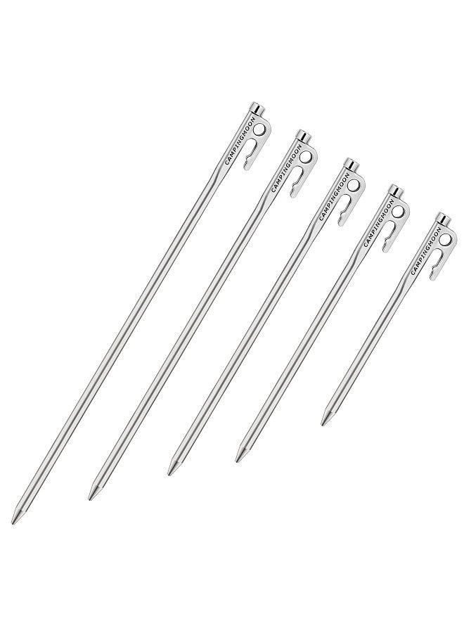 Heavy Duty Steel Tent Stakes Pegs with Hook and Hole Design for Outdoor Backpacking Camping Tent Canopy