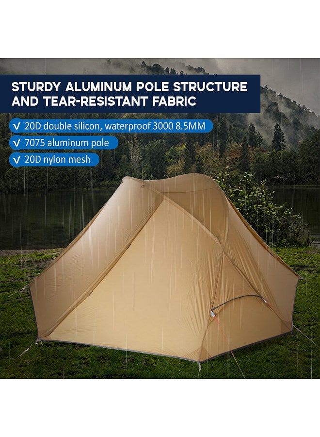 1 Person Tent Lightweight Backpacking Tent Double-layer Can Use with Elevated Sleeping Platform Camp Bed for 4 Season