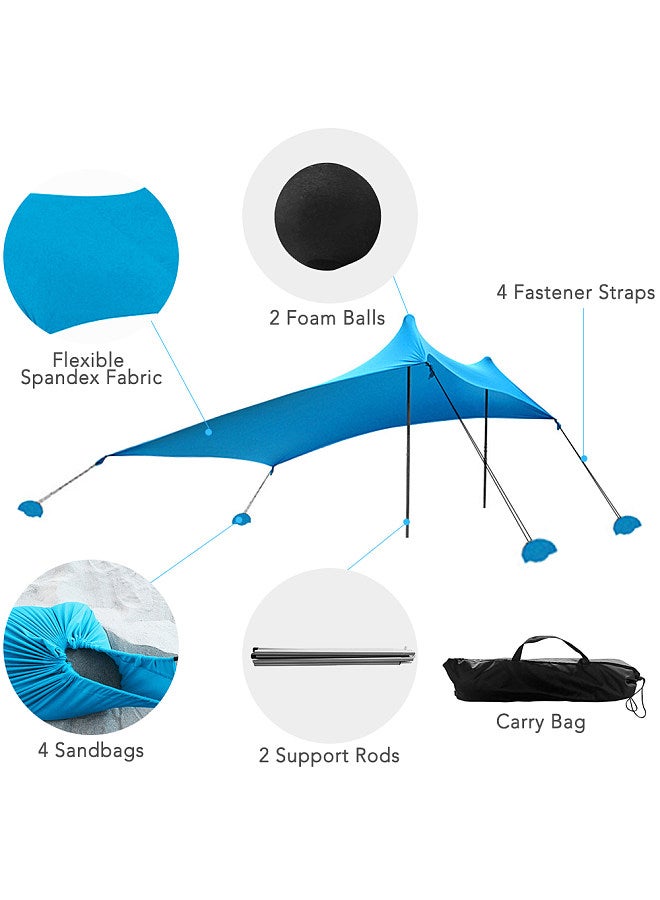 Beach Tent Sun Shelter with Sandbags for Camping Fishing Hiking Backyard Beach Park