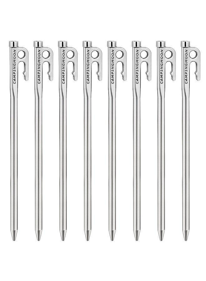 Heavy Duty Steel Tent Stakes Pegs with Hook and Hole Design for Outdoor Backpacking Camping Tent Canopy