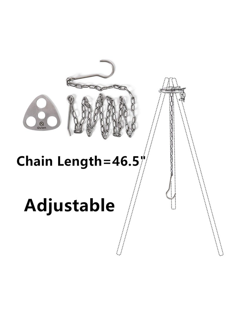KASTWAVE Camping Tripod Board - Turn Branches into Campfire Tripod, Stainless Steel Campfire Support Plate with Adjustable Chain for Hanging Cookware - Perfect Accessories for Outdoor Cooking