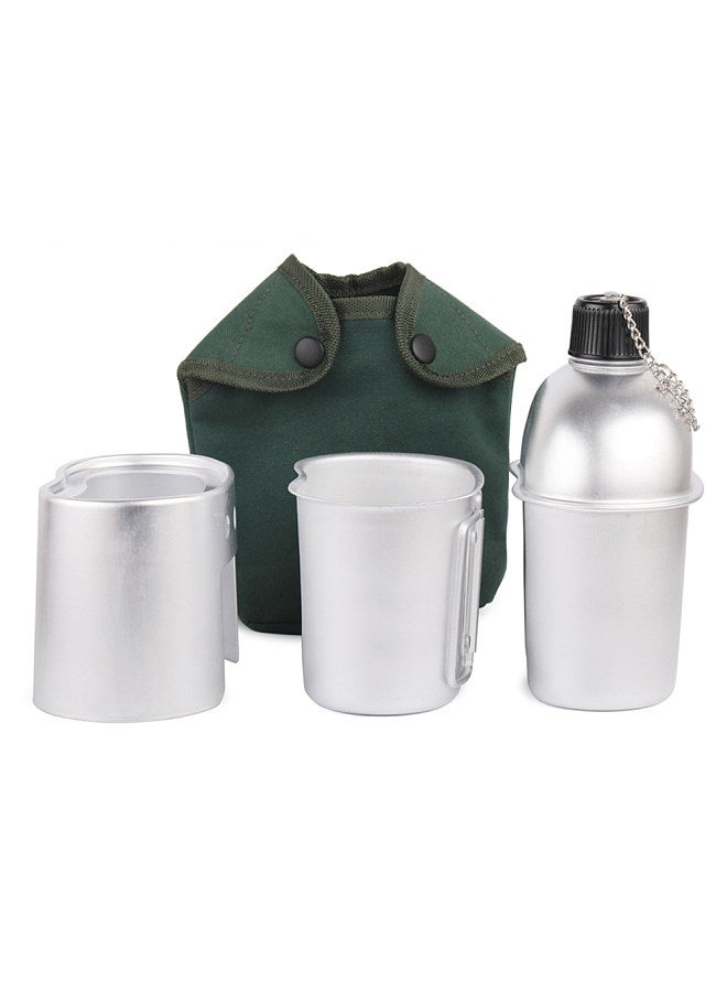 3pcs Cookware Set Aluminum Military Canteen Cup Wood Stove Set with Cover Bag for Camping Hiking Backpacking