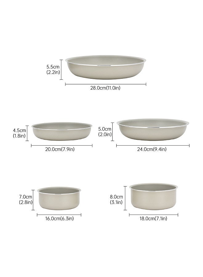 Nonstick Cookware Set Detachable Handle Baby Pot Milk Pot Home Frying Pan 6PCS