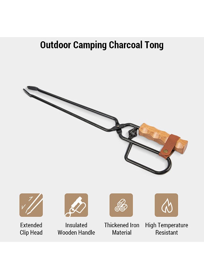 Wooden Handle BBQ Charcoal Clip Portable Fire Tongs Duck-Billed Tong Camping Charcoal Tong