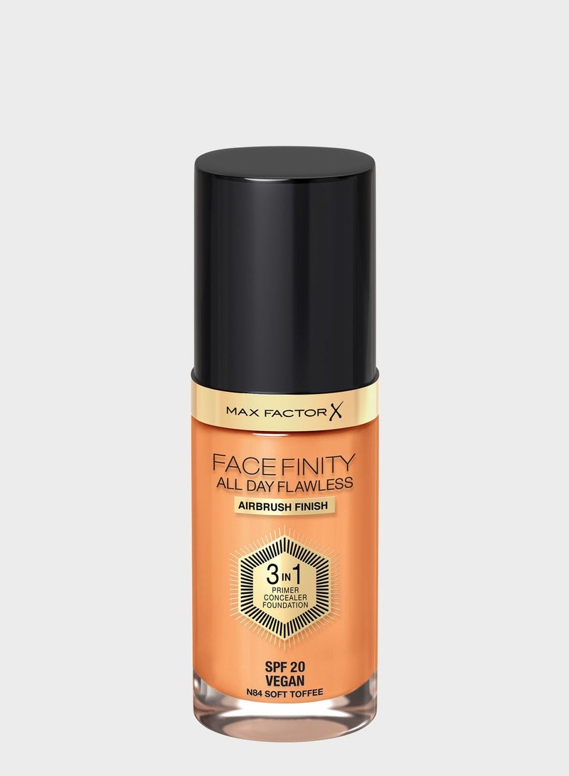 Max Factor Facefinity All Day Flawless 3 in 1 Foundation – N84 – Soft Toffee, 30ml