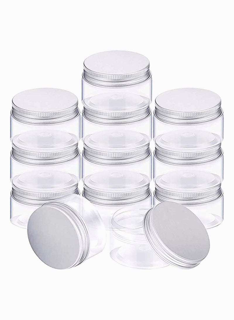 Plastic Jars, 12 Pack Clear Plastic Storage Favor Jars Wide-Mouth Plastic Containers for Beauty Products, for Women Creams Make-up Sample Containers