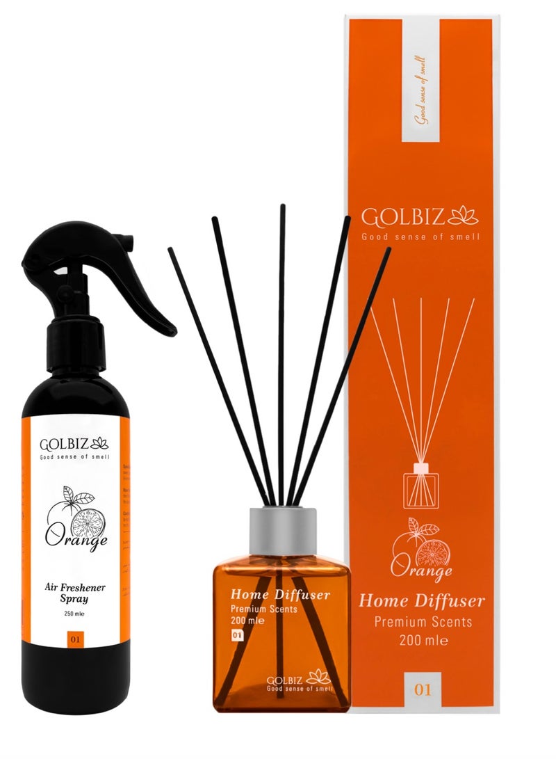 Fragrance Set | Home Spray 250 ml and Reed Diffuser 200 ml (Orange)